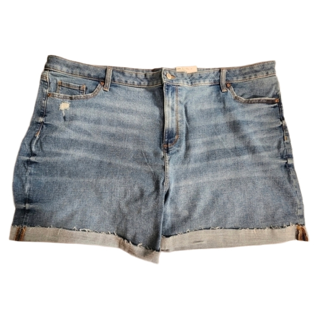 SONOMA WOMENS DISTRESS JEAN DENIM SHORTS CUFFED Hi rise NEW 26W 28w 30w Nwt - Picture 1 of 3